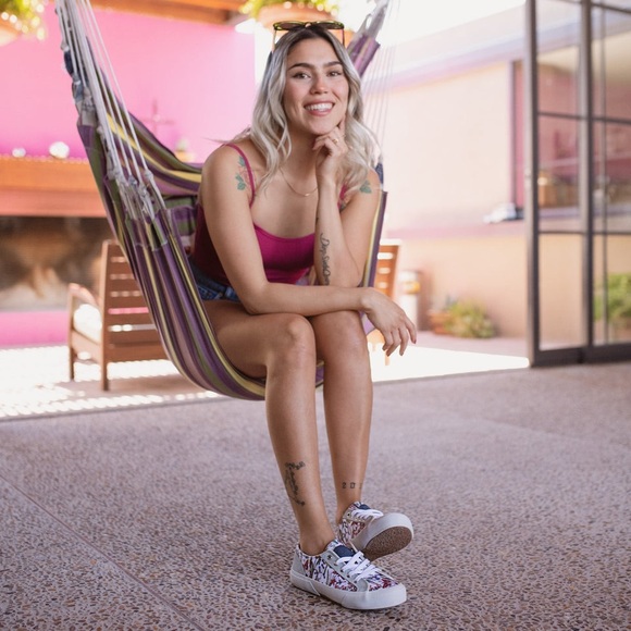 Inkkas new Monterey Lace Up floral boat sneaker 7 butterfly low top artist shoes - Picture 4 of 11